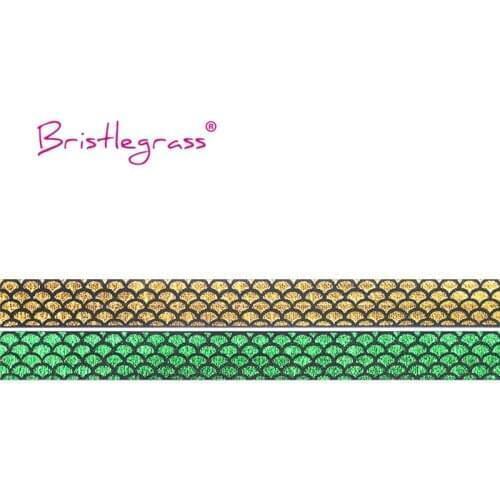 BRISTLEGRASS 100 Yard by Roll 5/8" 15mm Mermaid Scales Foil Print Foldover Elastic FOE Spandex Satin Band Tutu Dress Sewing Trim