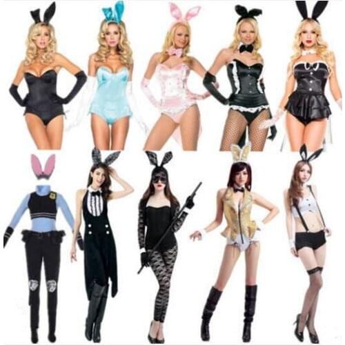 Womens Sexy Bunny Costume Rabbit Girl Cosplay Costume Nightclub Cute Rabbit Uniform Holloween Bunny Jumpsuits Masquerade Dress