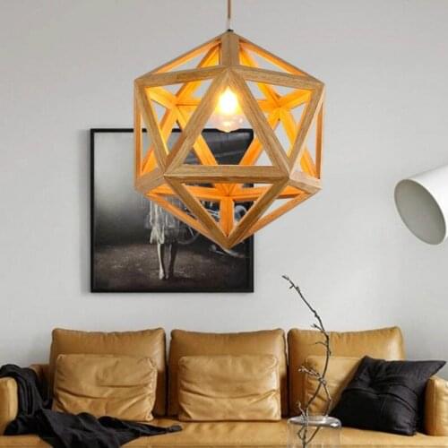 Home Decoration Nordic Modern Geometric Solid Wood Chandelier Bar Cafe Restaurant Kitchen Hanging Light LB0109112