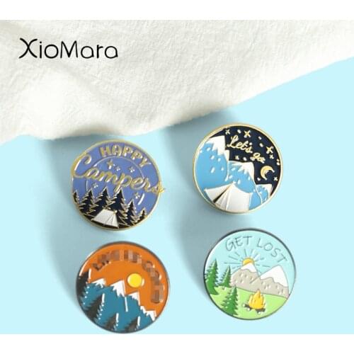Beautiful Scenery Enamel Pins Snow Mountain Forest Brooches Backpack Badges Gifts For Travel Lover Hiker Women Men Custom Jewely