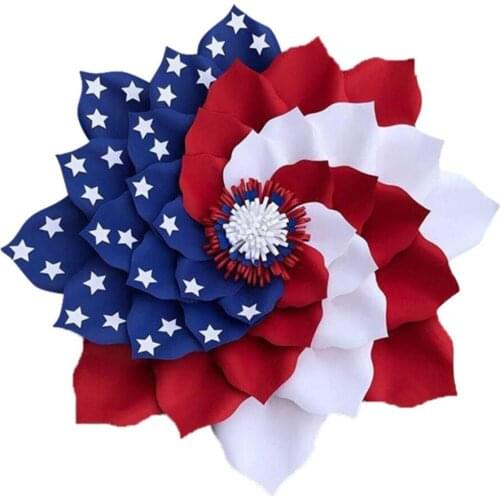 Artifical Flowers Garland Simulation Plant American Flag Wreath Window 40cm For Honeybee Independence Day Front Door Decorations