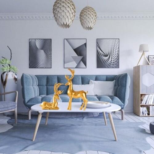 R7RC 2 Pcs Reindeer Ornaments Resin Statues Deer Figurines Sculptures Home Table Decoration