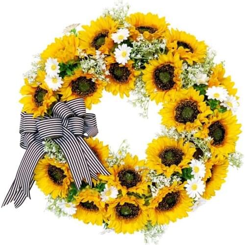 Artificial Sunflower Wreath Christmas Wreath for Front Door Wedding Party Wall Windows Farmhouse Home Decoration