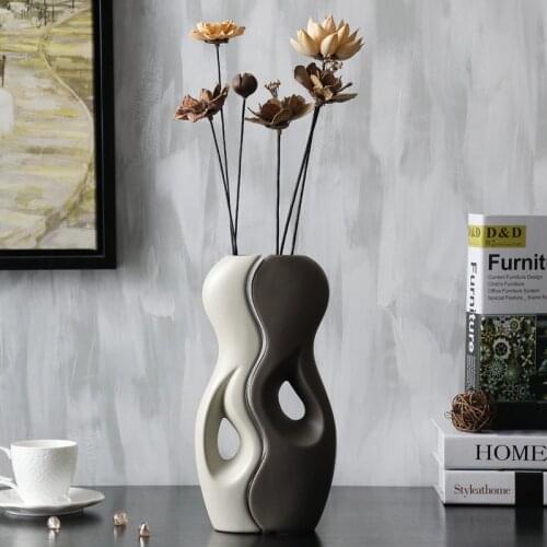 Ceramic Vase Creative Art Design Dried Flowers Vase Pot Home Decor Crafts Wedding Decorations Porcelain Figurines