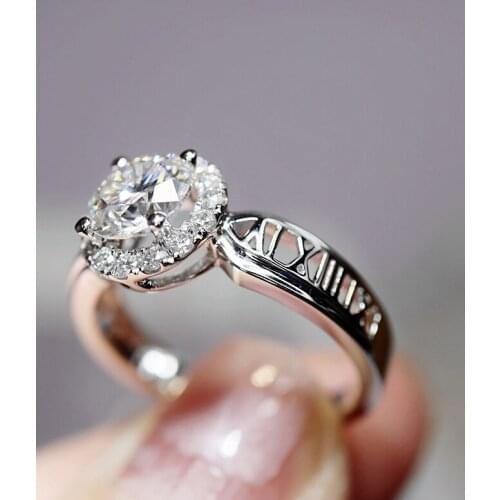 Luxury Fashion Imitation Moissanite Roman Numerals Ring For Women Silver Color Rings Womens Jewelry Accessories