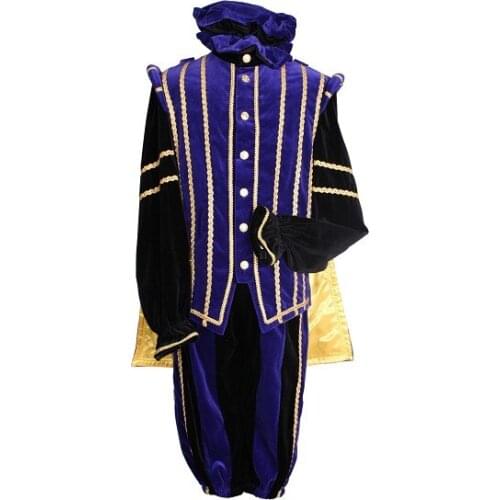 Queen Elizabeth Tudor Period Medieval Men cosplay costume outfit Mens Costumes Medieval Renaissance blue black Gown with cape