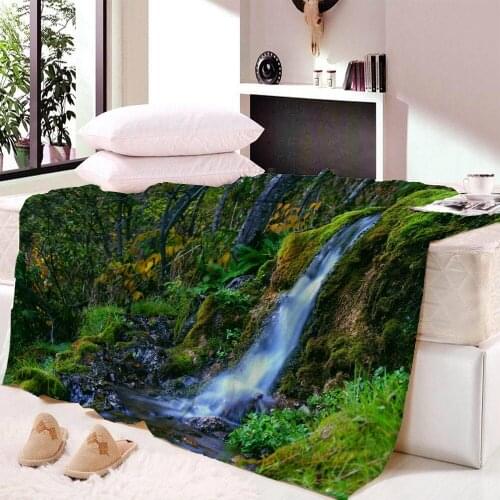 Beautiful Landscape Flannel Blanket Waterfall Fleece Blanket For Bedroom Throw Blanket Home Blanket Travel Picnic Fluffy Blanket