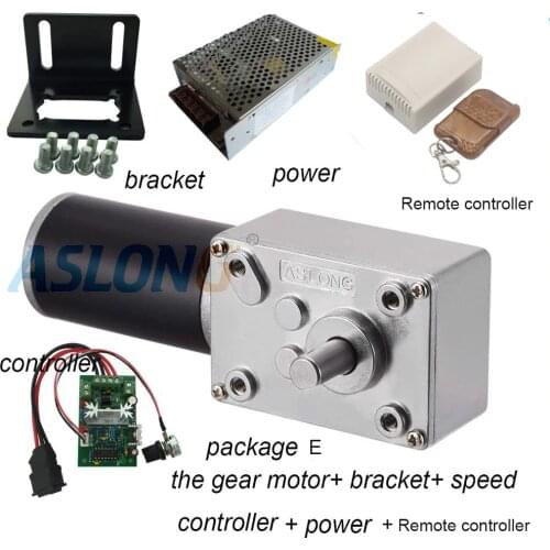 Worm Gear Motorkit With CW/CCW 24v12vbrushed dc motor with right angel recuder L-Type motor bracket speed controller remote