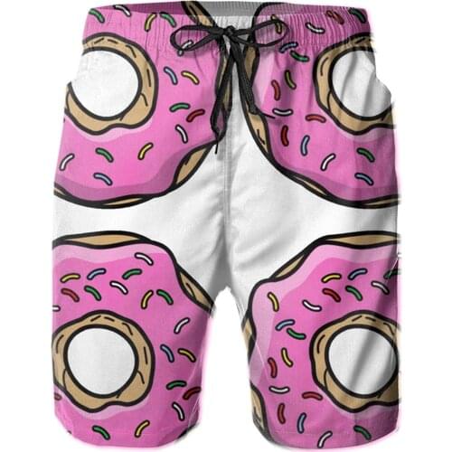 Men Bandana Swim Shorts S Donuts-Pink Swimtrunks Swimwear Quick Dry Sports Summer Beach Shorts With Pockets
