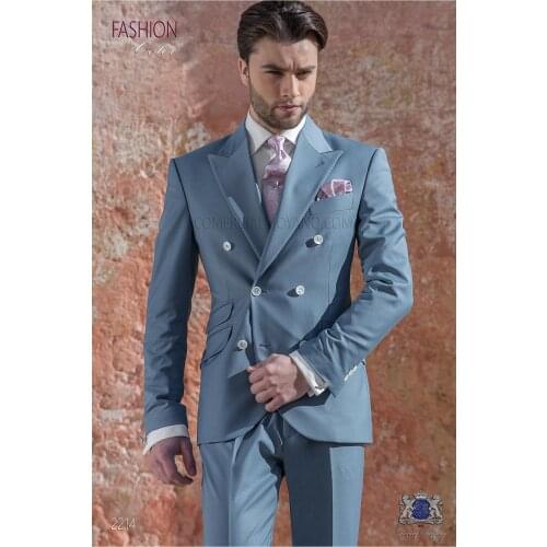Groomsmen One Button Groom Tuxedos Custom Made Men Suits Peak Lapel Best Man 2 pieces Bridegroom Suit ( Jacket+Pants+Tie ) C579