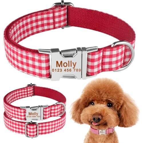 Nylon Fashion Unisex Dogs Collar Products Dog Collars Puppy Medium Large Personalized Dog Collar Custom Engraved Name ID Tag