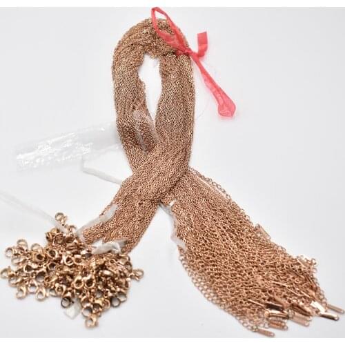 Wholesale 1.6mm stainless steel Necklace Rope 45cm Rose Gold Color stainless steel necklaces cuban Link chains women jewelries