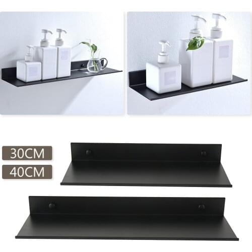 30/40cm Bathroom Shelf Storage Rack SpaceAluminum Wall Mounted Black Shelf Kitchen Organize Home Hotel Thickened Storage holder