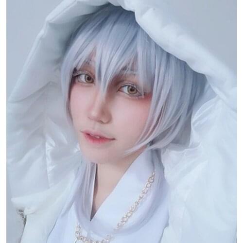 Tsurumaru Kuninaga Sliver Wig Game Anime Touken Ranbu Online PSYCHO-PASS Makishima Shougo Heat Resistant Cosplay Wig + Wig Cap