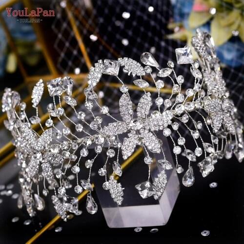 TOPQUEEN HP384 Luxury Bridal Headband Handmade Rhinestone Tiara Bridal Hair Accessories Headpiece Wedding Jewelry Crystal Tiara