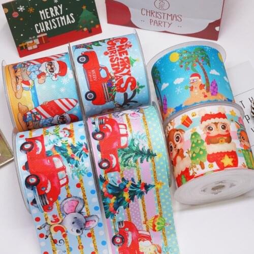 DIY Craft Supplies Cartoon Christmas Printed Grosgrain Satin Ribbon 50 Yards, Planar Resins 30 Pieces. MR6R6