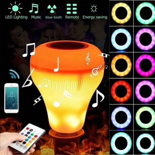 Smart Music Control RGB LED Light Bulb Magic Wireless Bluetooth Speaker Remote Control Lamp