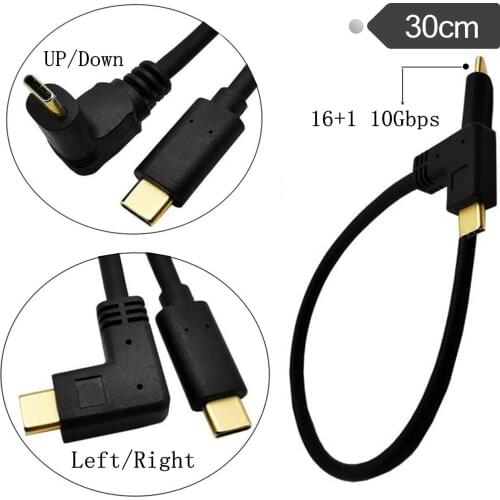 USB-C Type C Up & Down & Left & Right Angled 90 degree Male to male USB 3.1 Extender Extension usb c to usb c short Cable Cord