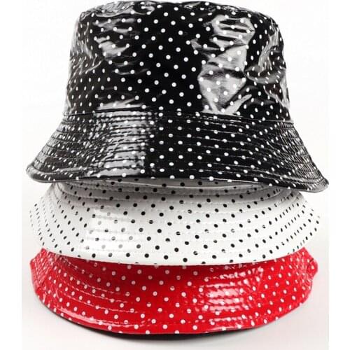 2021 leather Dots print Bucket Hat Fisherman Hat outdoor travel hat Sun Cap Hats for Men and Women 337