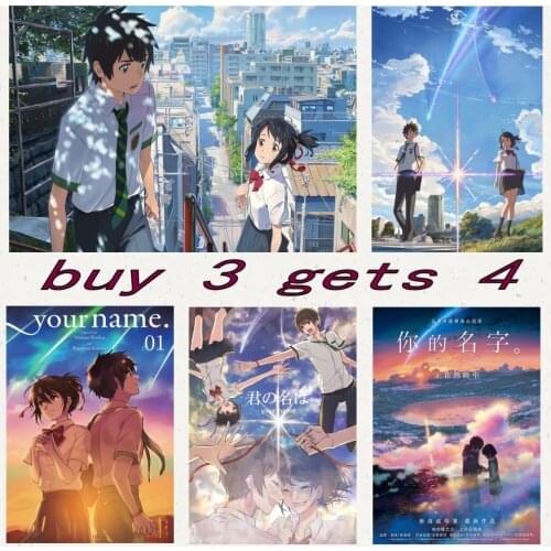 Japanese Cartoon Anime Movie Your Name Art Coated paper Posters Prints Bar Cafe Wall Sticker Home Decoration Painting