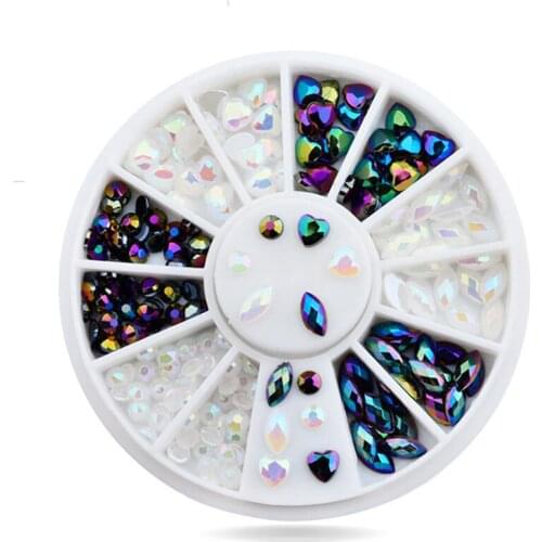 Jelly AB Black Heart Drill Turntable Craft Decoration FlatBack Cabochon Embellishments For Scrapbooking Accessories Nail Art DIY