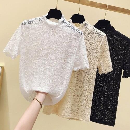 Gkfnmt Lace T Shirt Women T-Shirt Camiseta Feminina T Shirts Women 2020 Summer Tops Tshirt Tee Shirt Femme Black White Apricot