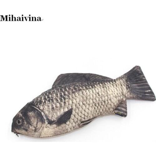 Women Funny Fish Pencil Case Creative Unique Pen Pouch Makeup Case Bag Phone Holder Zip Wallet Shape Coin Purse Organiser Clutch