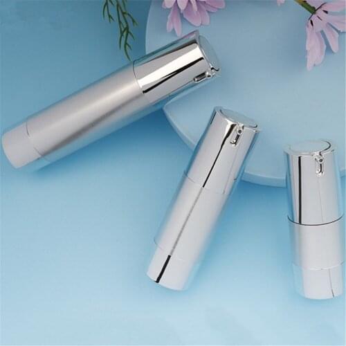 15ml/30ml/50ml Vacuum Emulsion Bottles Spray Press Silver Electrochemical Aluminum Refillable Bottles Makeup Cosmetic Container