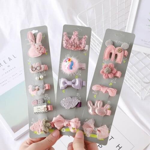 15ps New Korean fashion hairpin cute princess girl clip disney Mickey baby princess girl side clip hair accessories set