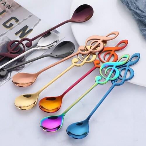 4Pcs Creative Spoon 304 Stainless Steel Musical Note Coffee Spoons Dessert Sugar Stirring Teaspoon Christmas Gifts Dinnerware