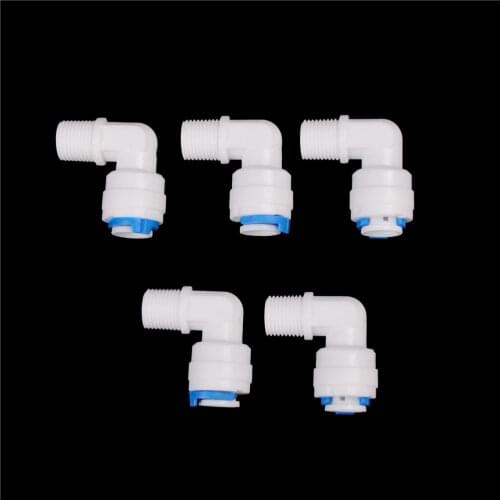 5PCS Male 1/8" Thread - 1/4" OD Tube PE Pipe Fitting Hose Elbow Quick Connector Aquarium RO Water Filter Reverse Osmosis System