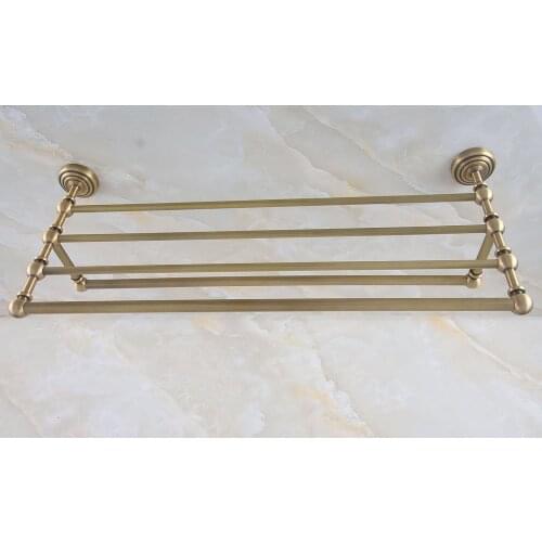 Bathroom Accessory Fitting Antique Brass Wall Mounted Bathroom Towel Rail Holder Storage Rack Shelf Bar aba721