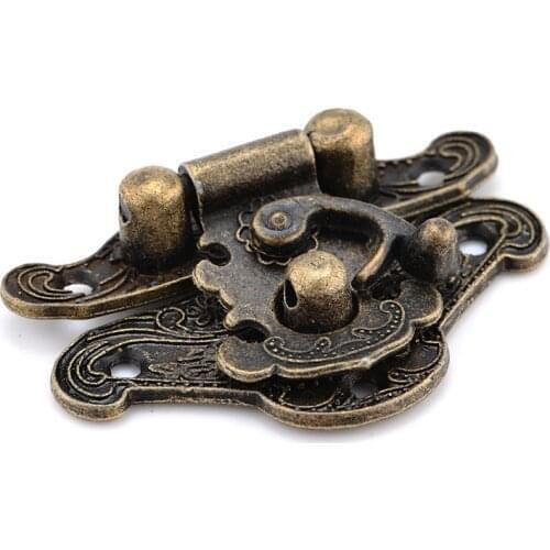 Antique Bronze Hasp Vintage Decorative Latch Jewelry Wooden Box Buckle Lock Cabinet Buckle Retro Furniture Hardware