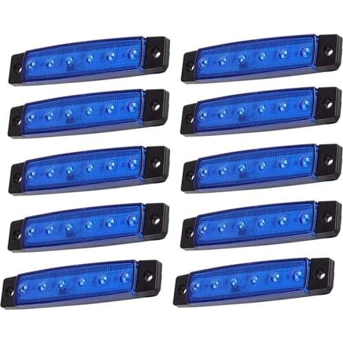 AU04 -10PCS Marine Boat Lights 12V Waterproof Boat 6 LED Lights Kayak Lights for Boat Deck & Cockpit Decoration Light Blue