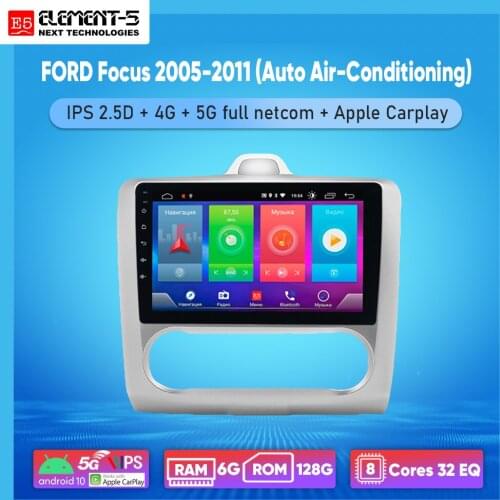 ELEMENT-5 9" 4G+64G 6G+128G Android 10 4G NET WIFI RDS DSP Car Radio Multimedia Video Player For FORD Focus 2005-2011 GPS HiFi