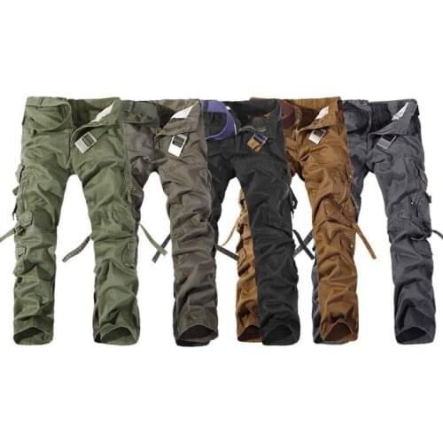 2020 New Men Cargo Pants army green grey black big pockets decoration Casual easy wash male autumn pants Free shipping