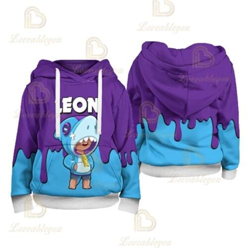 Shark Leon Children Wear Kids Hoodie Shooting Game 3d Sweatshirt Boys Girls Tops Hoodies Teen Clothes
