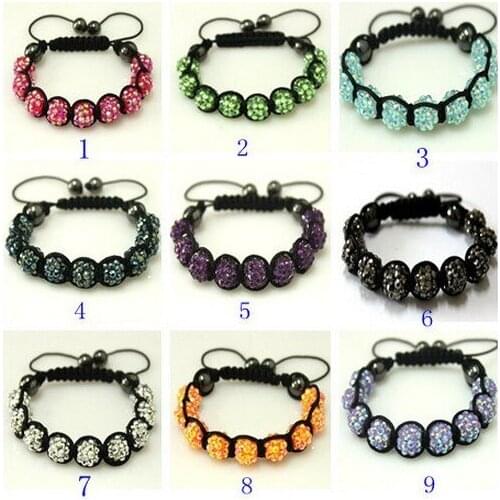 Disco ball+Free Shipping+Gift.9Pcs/Lot Mixed 9 Color Hotsale Resin rhinestone bead jewelry.crystal Bracelet For Men. xf23