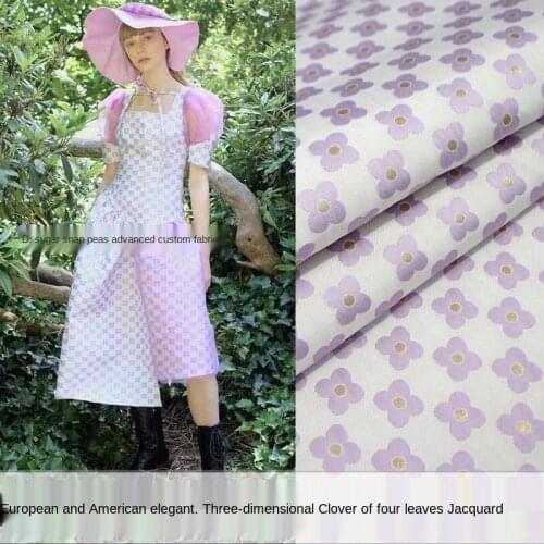 Elegant four-leaf clover three-dimensional yarn-dyed jacquard fabric, sewing fabric factory shop is not out of stock