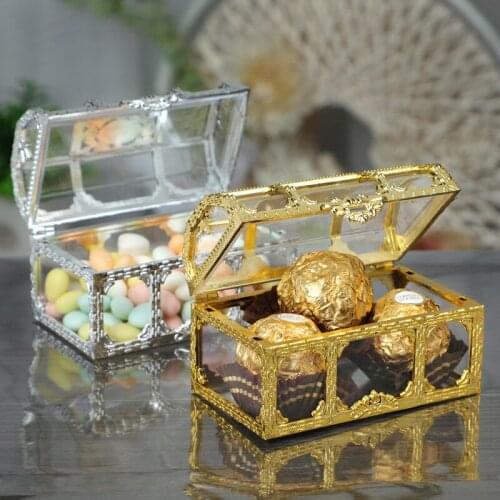 European Mini Treasure Box PS Plastic Wedding Candy Box Golden Gift Box Candy Box Wedding Creative Gift Box candy box packaging