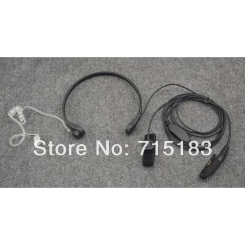 Throat Vibration Air-Tube Acoustic Headset with Finger-control PTT for Motorola GP344 GP388 GP328Plus GL200 EX500 EX600XLS