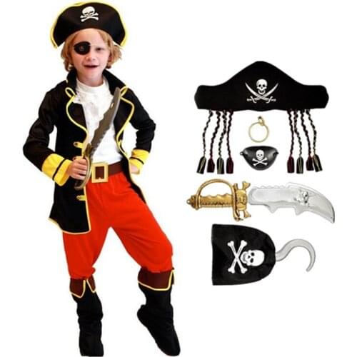 Kids Boys Pirate Cosplay Costumes Set for Halloween Party Girls Costumes