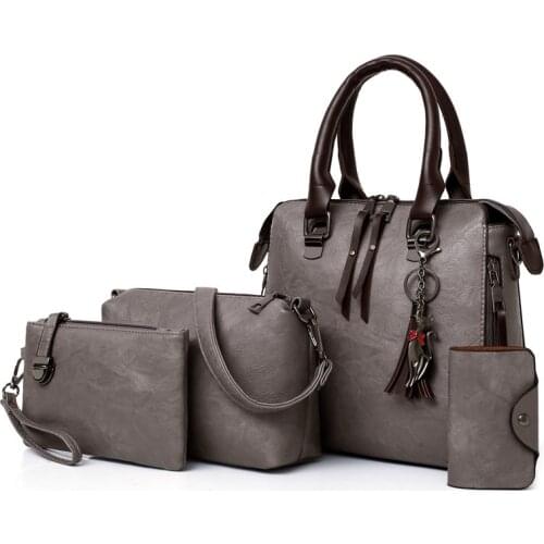 Leather Shoulder Messenger Bag Tote Bag Bolsa 4pcs/Set Women Composite Bag High Quality Ladies Handbag Female set bag