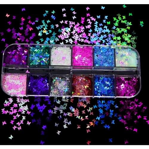 Colorful Butterfly Sequins For Nail Design Shiny Mermaids Glitter Flake Paillette Nail Art Decorations France Manicure Accessory