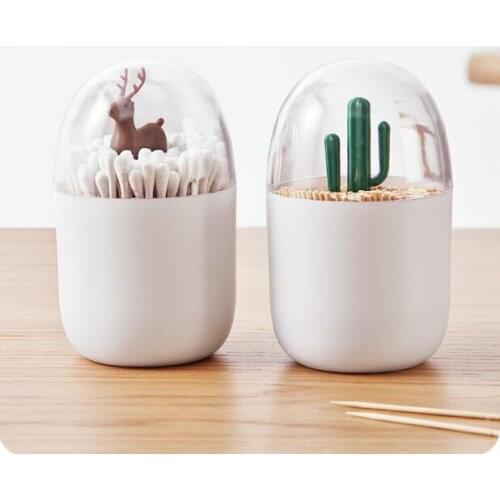 Creative Living Room Toothpick Storage Box Cute Dustproof Cotton Swab Plastic Box Household Toothpick Organizer