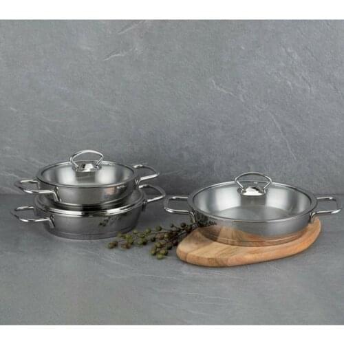 Roca Stainless Steel Cookware Set of Soup Pot 6 Piece Glass Cover Multifunctional Non-Stick Frying Pan Kitchen Cooking New Pots and Pans Set Kitchen Cookwares