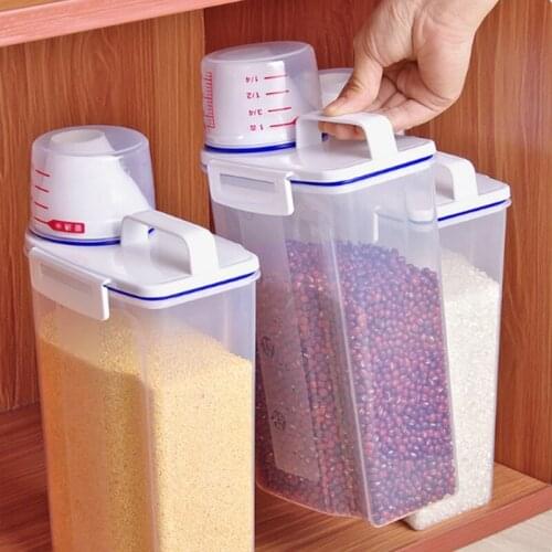 Kitchen storage box sealed, insect-proof, moisture-proof rice bucket, flour and cereals storage, sending measuring cup