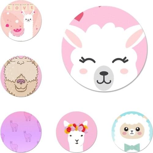 Llama Alpaca Animals Cartoon Icons Pins Badge Decoration Brooches Metal Badges For Clothes Backpack Decoration 58mm