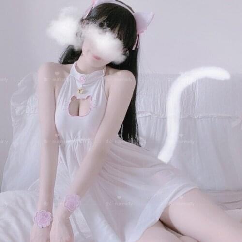 Cute Cat Girl Sexy Sleepwear Maid Uniform Temptation Hot Kawaii Lingerie Ruffle Cosplay Sex Toys Role-playing Exotic Apparel
