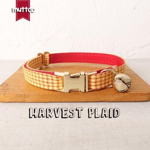 MUTTCO retail with platinum high quality metal buckle collar for cat HARVEST PLAID design cat collar 2 sizes UCC104J